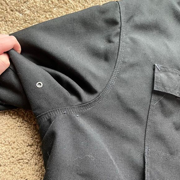 VTG Carhartt C14 Black Workwear Coat L/XL Rugged Faded Nylon, Cord Collar - Picture 8 of 12